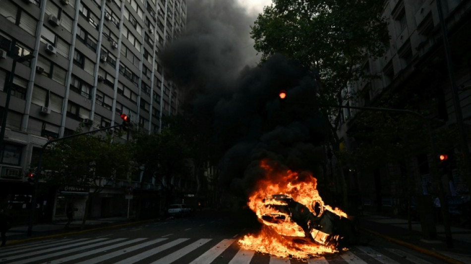 Argentine football fans, protesters clash with police at pensions march